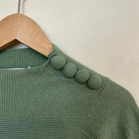 Rebecca Taylor Mint Wool Blend Mock Neck
Ribbed Balloon Sleeve Button Sweater XS - Picture 4 of 13